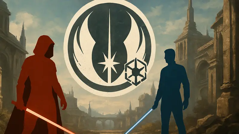 Логотип Star Wars Knights of the Old Republic Remake, символ джедая и ситха