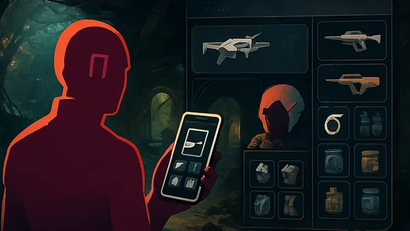 Концепт-арт игры Marathon с изображением элементов интерфейса или инвентаря