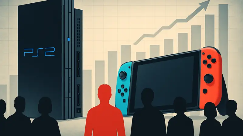 Игровая консоль PlayStation 2 рядом с Nintendo Switch на фоне продаж