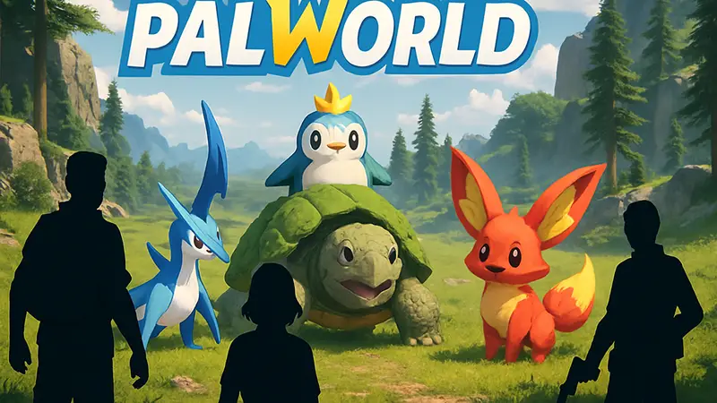 Логотип Palworld с изобр ажением нового контента или палов из обновления
