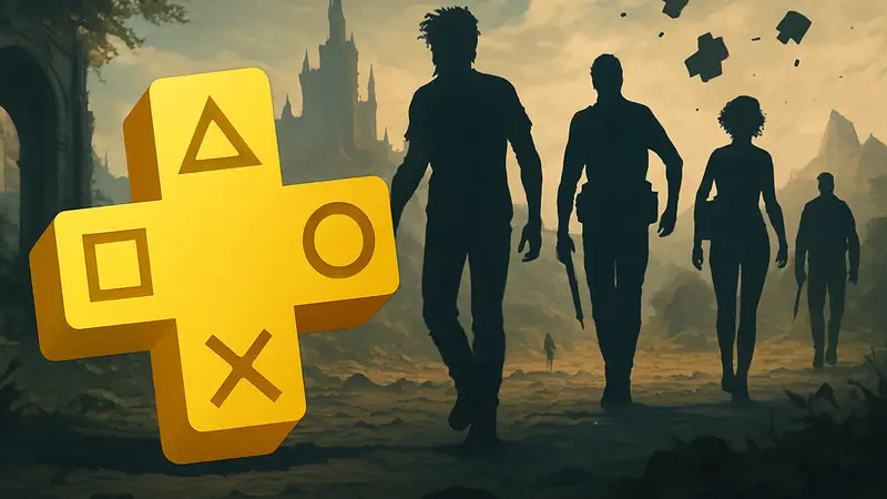 Логотип PlayStation Plus на фоне уходящих игр, иллюстрация предстоящих изменений в подписке.