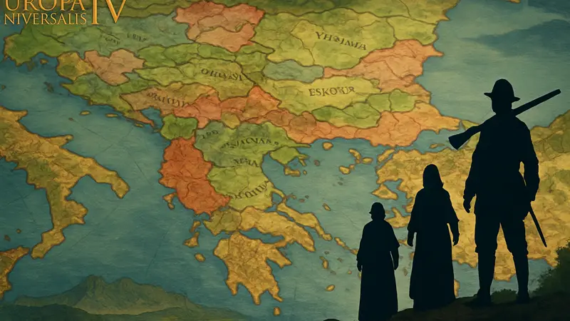Карта игрового мира Europa Universalis 4, показывающая регион Балкан после обновления.