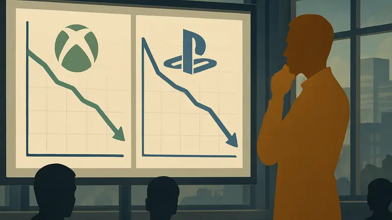 Графики падения продаж консолей Xbox и PlayStation