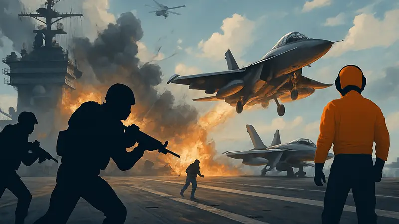 Бой на авианосце в режиме Carrier Assault Battlefield 6 с элементами Top Gun.