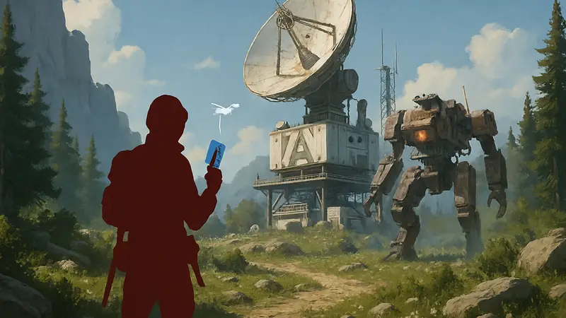 Игровой скриншот из Arc Raiders, показывающий персонажа, выполняющего квест "On Deaf Ears" на локации Stella Montis.