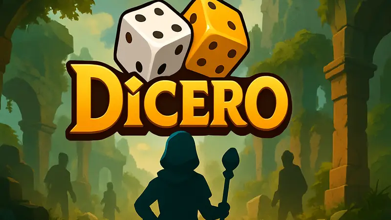 Логотип игры Dicero от Habby с изображением кубиков, анонсированной для iOS и Android