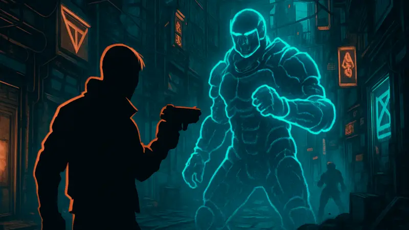 Киберпанк-стиль игры Ruiner 2 с персонажем, использующим систему Shell для смены тел