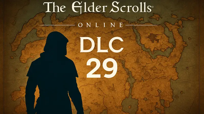 Логотип The Elder Scrolls Online на фоне карты Тамриэля и анонса новой системы DLC