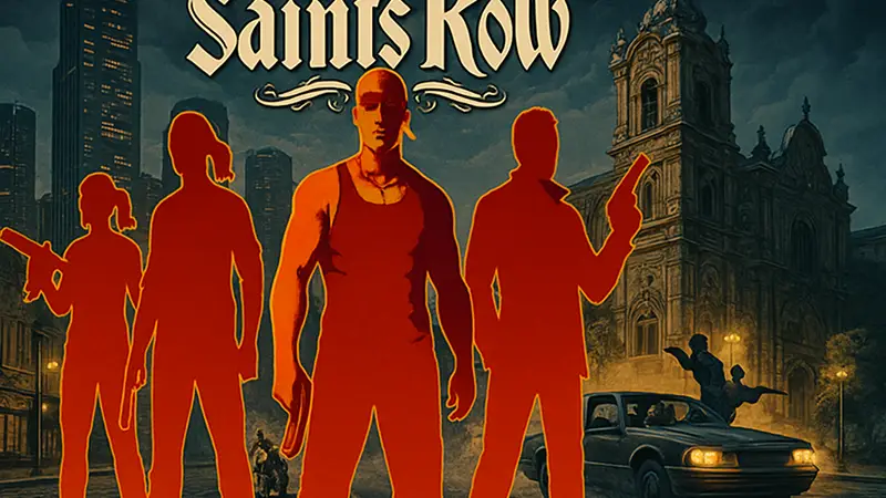 Герои Saints Row 2 на обложке дополнения с элементами игрового процесса.