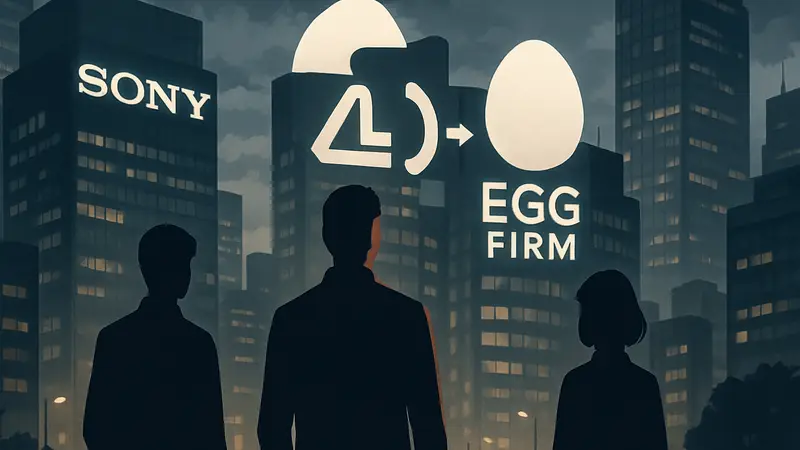 Логотипы Sony, Aniplex и Egg Firm, символизирующие слияние и доминирование в аниме-индустрии