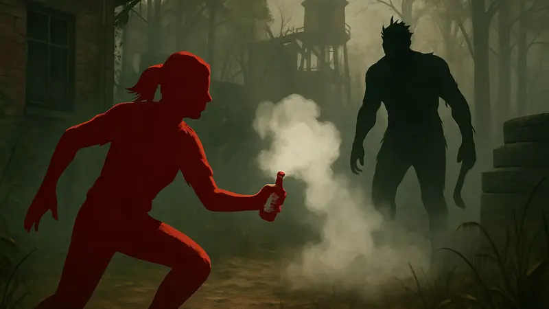 Использование Туманного флакона в Dead by Daylight для побега от Убийцы.
