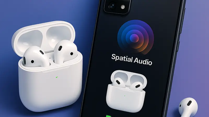 Смартфон Xiaomi с подключенными наушниками Apple AirPods, демонстрирующий новые функции HyperOS 3.1.