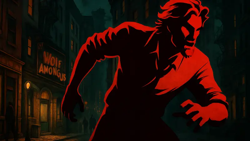 Обложка игры The Wolf Among Us с главным героем Бигби Волком