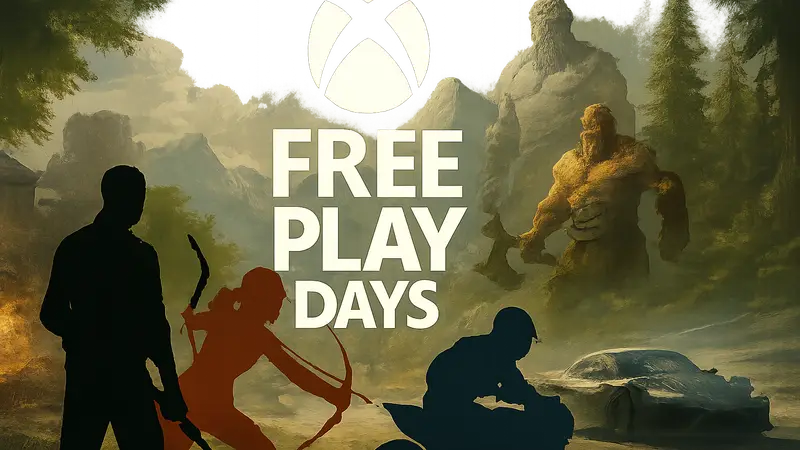 Логотип Free Play Days на Xbox с изображением нескольких популярных игр