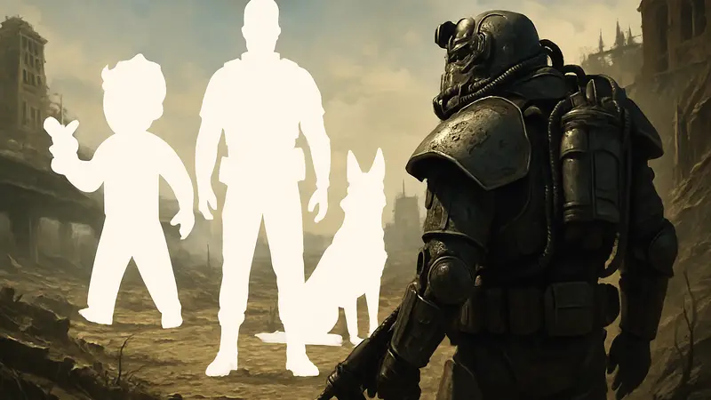 Персонаж из Fallout 3 в разрушенной Пустоши, на фоне которого видны тени новых игрушек, намекающих на ремастер.