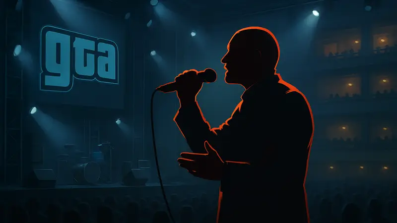 Фигура Фила Коллинза на сцене в игре GTA, скриншот из концерта