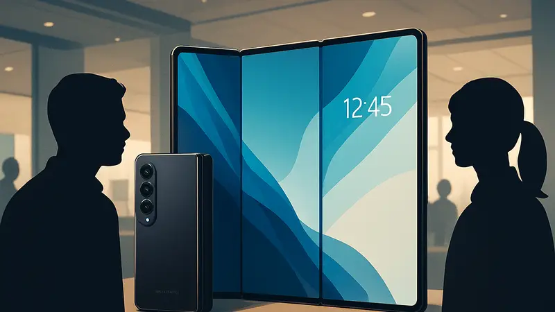 Samsung Galaxy Z TriFold, сложенный и разложенный, демонстрирующий три экрана.