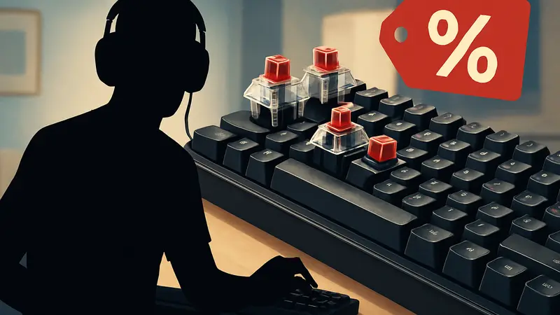 Аналоговая игровая клавиатура со скидкой, демонстрирующая переключатели и дизайн