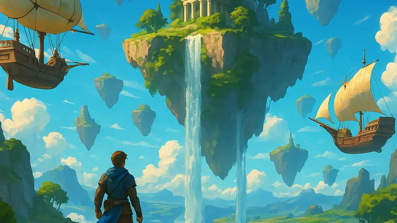 Игровой мир Echoes of Elysium с парящими островами и воздушными кораблями. Приключение на выживание.