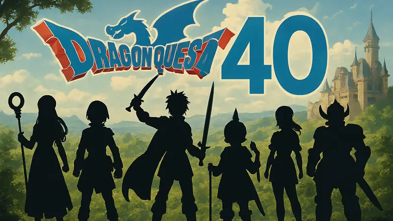 Логотип Dragon Quest и число 40 на фоне персонажей серии, анонс новых игр JRPG