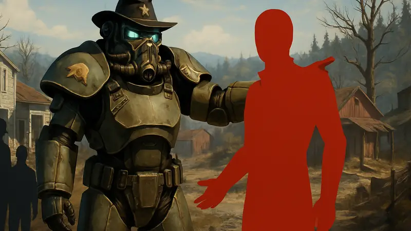 Игрок в силовой броне NCR из сериала Fallout в игре Fallout 76, демонстрирующий новый контент.