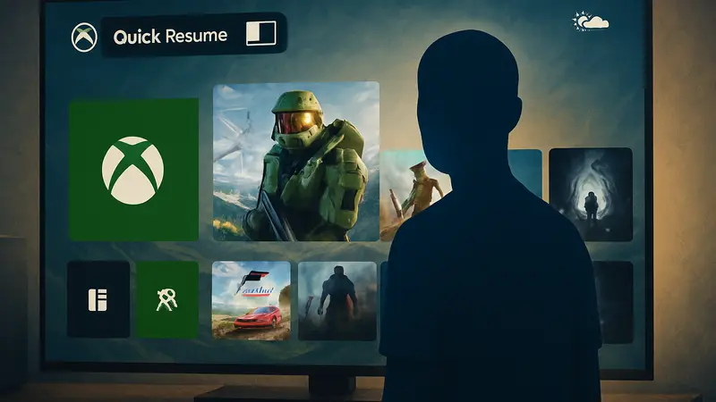 Интерфейс дашборда Xbox Series X|S с новыми функциями Quick Resume.