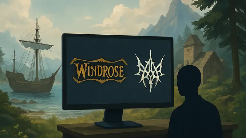 Логотип игры Windrose рядом с логотипом метал-группы Windrose.