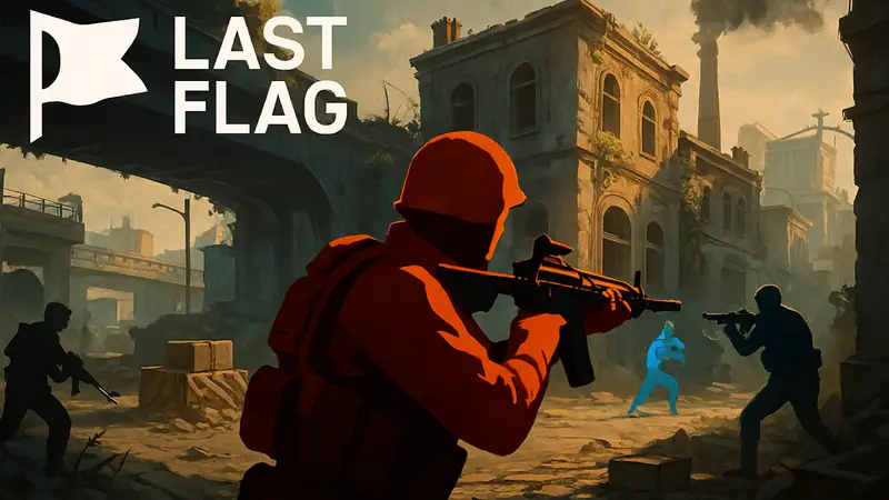 Логотип игры Last Flag и скриншот с геймплеем шутера от Night Market Games