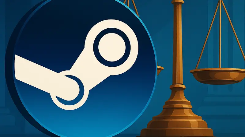Логотип Steam на фоне весов п