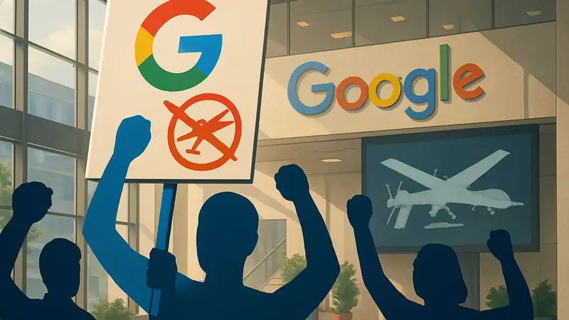 Сотрудники Google выражают протест против военного использования ИИ-технологий компании.