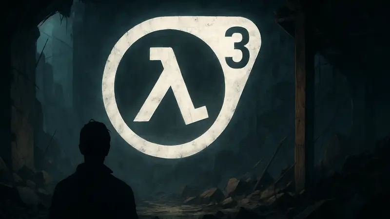 Логотип Half-Life 3 на темном фоне, символизирующий продолжение легендарной игровой серии.
