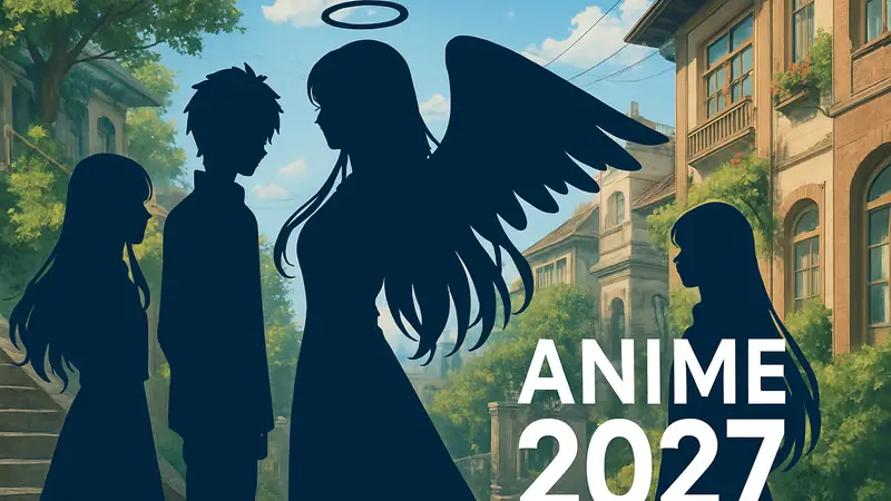 Иллюстрация к манге «Koiseyo Mayakashi Tenshi-domo» с персонажами, логотип аниме 2027 года