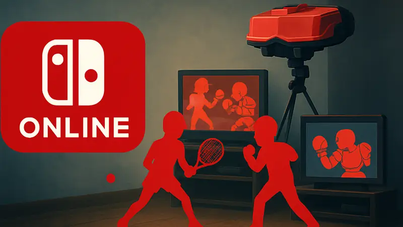 Изображение логотипа Nintendo Switch Online и Virtual Boy с играми Mario's Tennis, Mario Clash