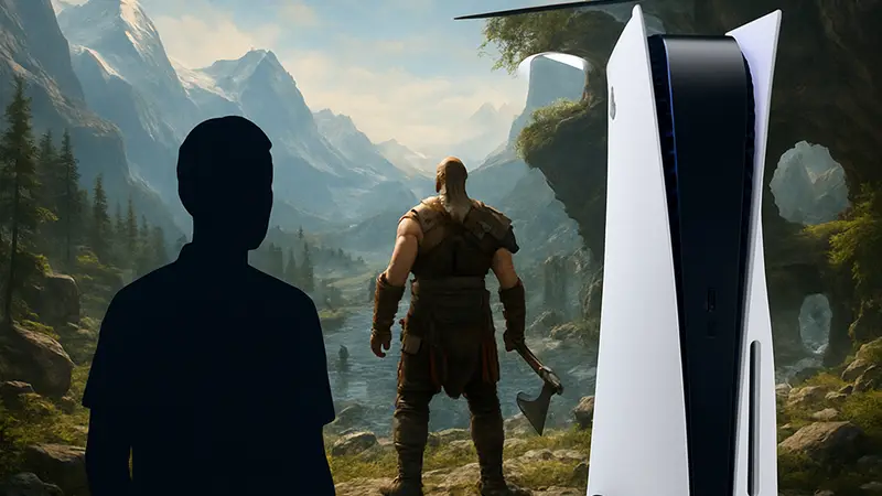 Изображение консоли PlayStation 5 Pro и демонстрация улучшенной графики игр с апскейлингом PSSR.