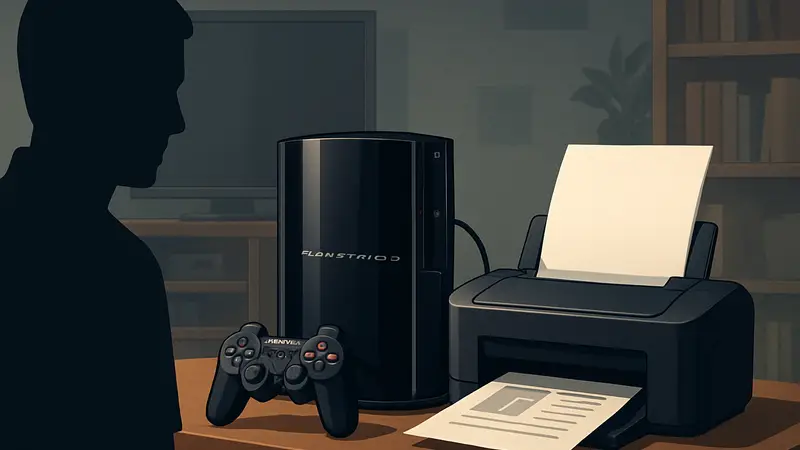 Изображение консоли PlayStation 3 с подключенным принтером, демонстрирующее необычную функцию. Секреты PS3.