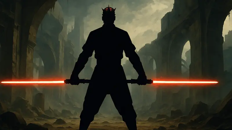 Дарт Мол из вселенной Star Wars с двумя клинками светового меча