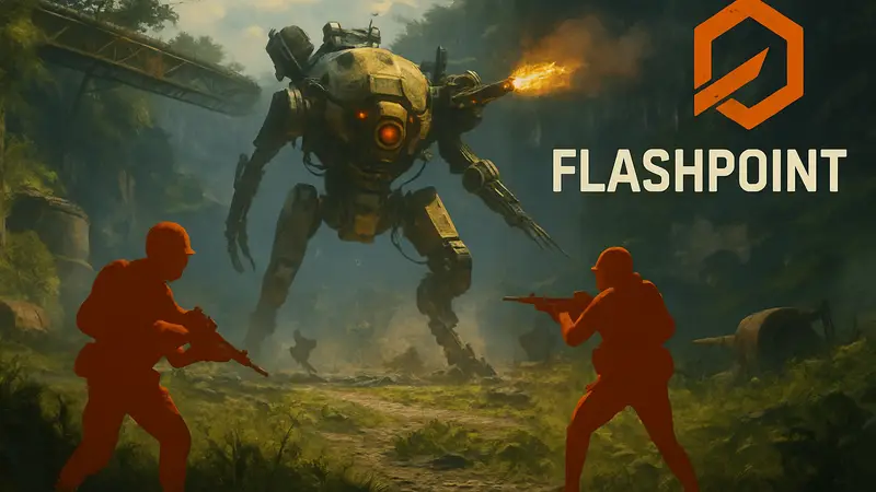 Скриншот из игры ARC Raiders с элементом PvE-сражения и логотипом Flashpoint