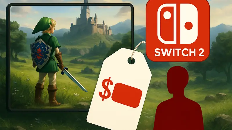 Скриншот ремейка The Legend of Zelda: Ocarina of Time, символика Switch 2 и ценник