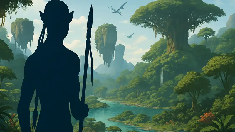 Главный герой Avatar: Frontiers of Pandora на фоне живописной Пандоры.