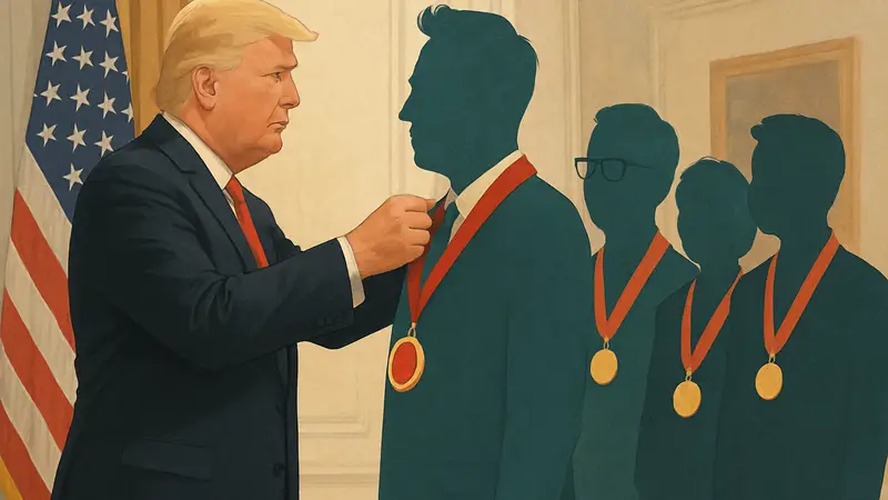 Президент Трамп награждает Илона Маска и других лидеров IT-индустрии Национальной медалью науки.