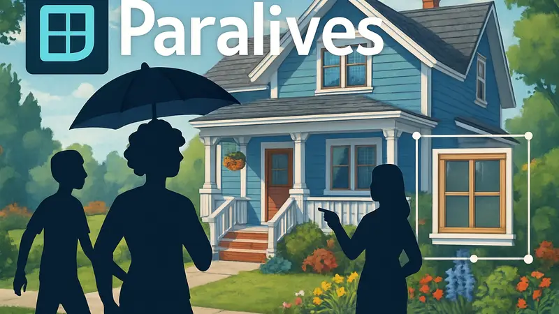 Обложка игры Paralives с парафолками и домом, демонстрирующая возможности кастомизации.