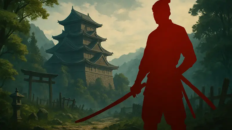 Обложка или постер игры Onimusha: Way of the Sword с изображением главного героя и самурайской эстетики