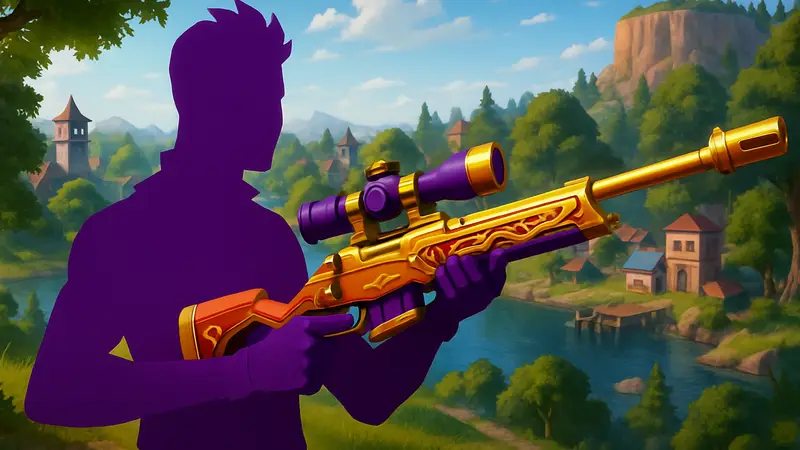Игрок держит мифическую снайперскую винтовку Mighty Impact в игре Fortnite