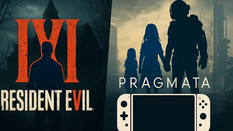 Логотипы Resident Evil 9 и Pragmata, а также схематичное изображение Nintendo Switch 2