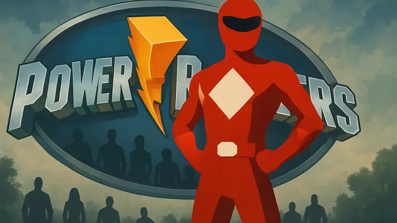 Изображение красного Могучего Рейнджера на фоне логотипа Power Rangers, олицетворяющего рейтинг лучших.