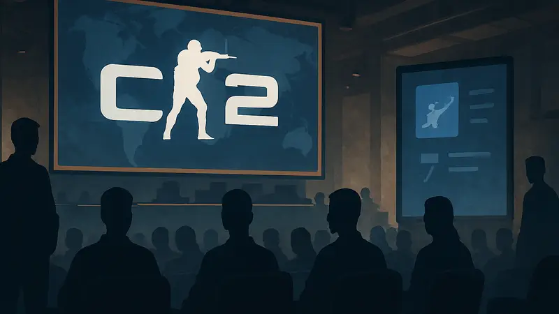 Логотип Counter-Strike 2 с короткими новостями киберспорта HLTV за 7 неделю