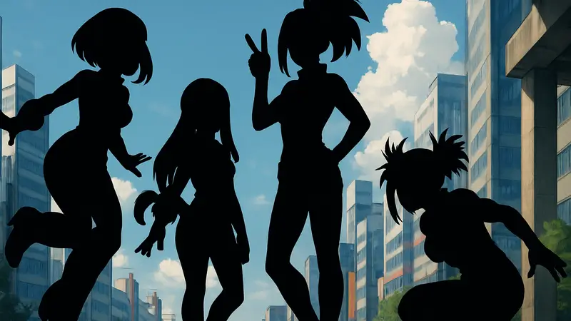 Лучшие женские персонажи из аниме My Hero Academia в различных позах