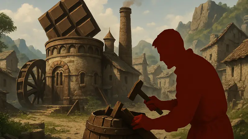 Игрок восстанавливает шоколадную фабрику в Crimson Desert