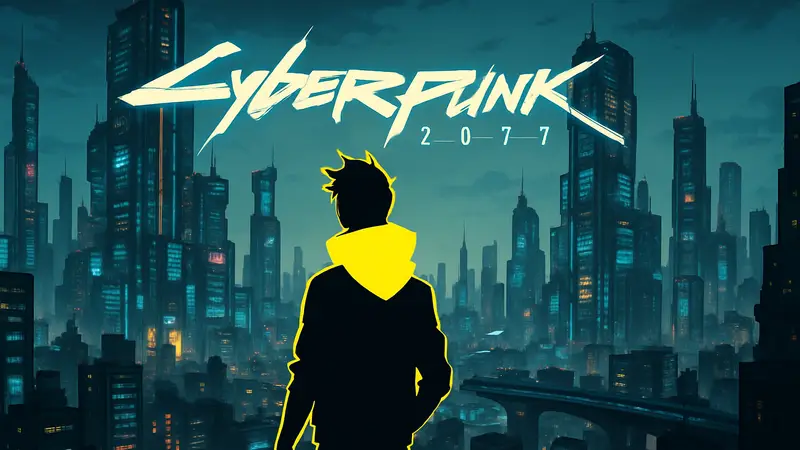 Логотип Cyberpunk 2077 на фоне Night City, с датой "14 июля 2026" и намёком на Edgerunners.