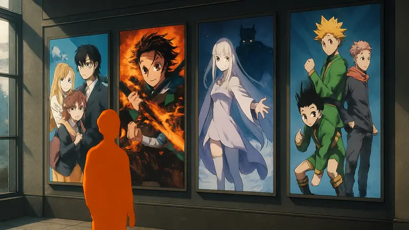 Расписание аниме-симулкастов на Crunchyroll, постеры аниме тайтлов